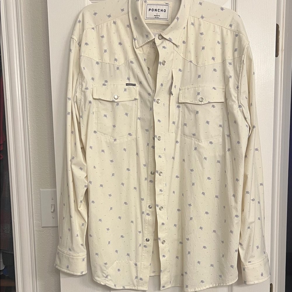 Poncho Cream Pearl Snap Shirt